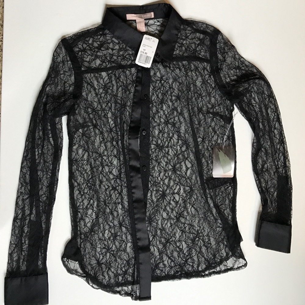 Lace button down